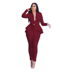 two piece set women office female 2 piece set for women long sleeve suit pants two pieces sets winter women's suits