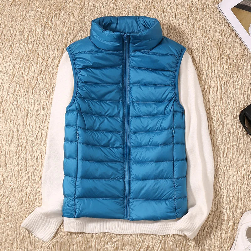 New Women Sleeveless Women's Ultra Light Down Vests Slim Jacket Girl Gilet Lightweight Windproof Warm Waistcoat Portable