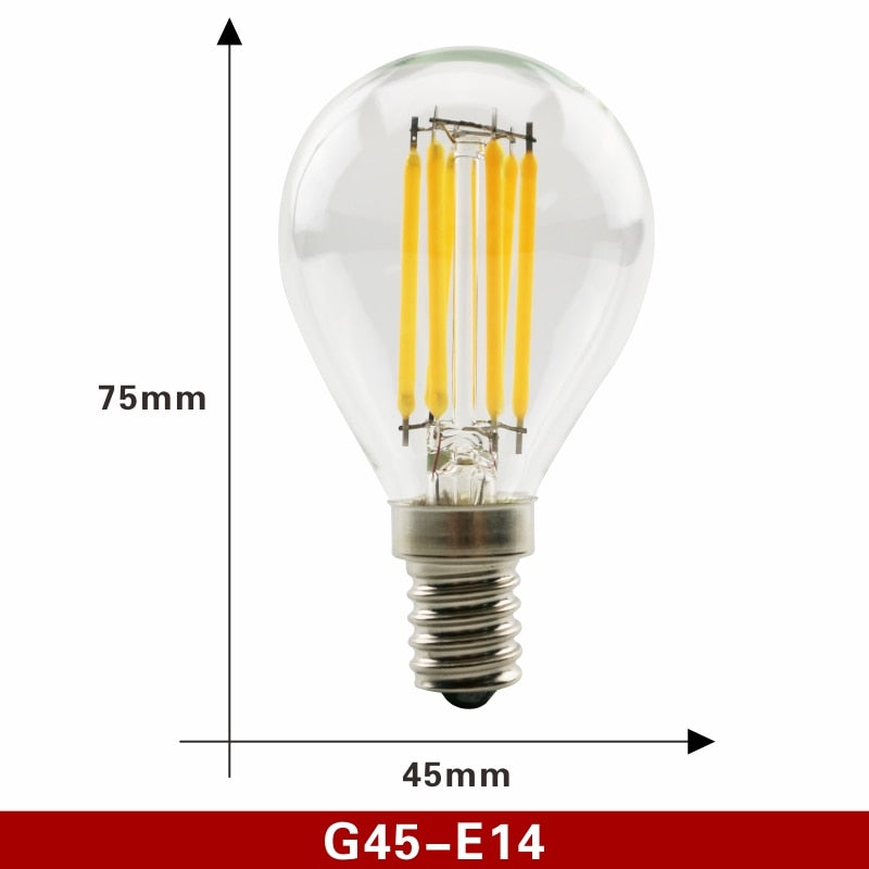 2pcs E27 E14 Retro Edison LED Filament Bulb Lamp AC220V Light Bulb C35 G45 A60 ST64 G80 G95 G125 Glass Bulb Vintage Light