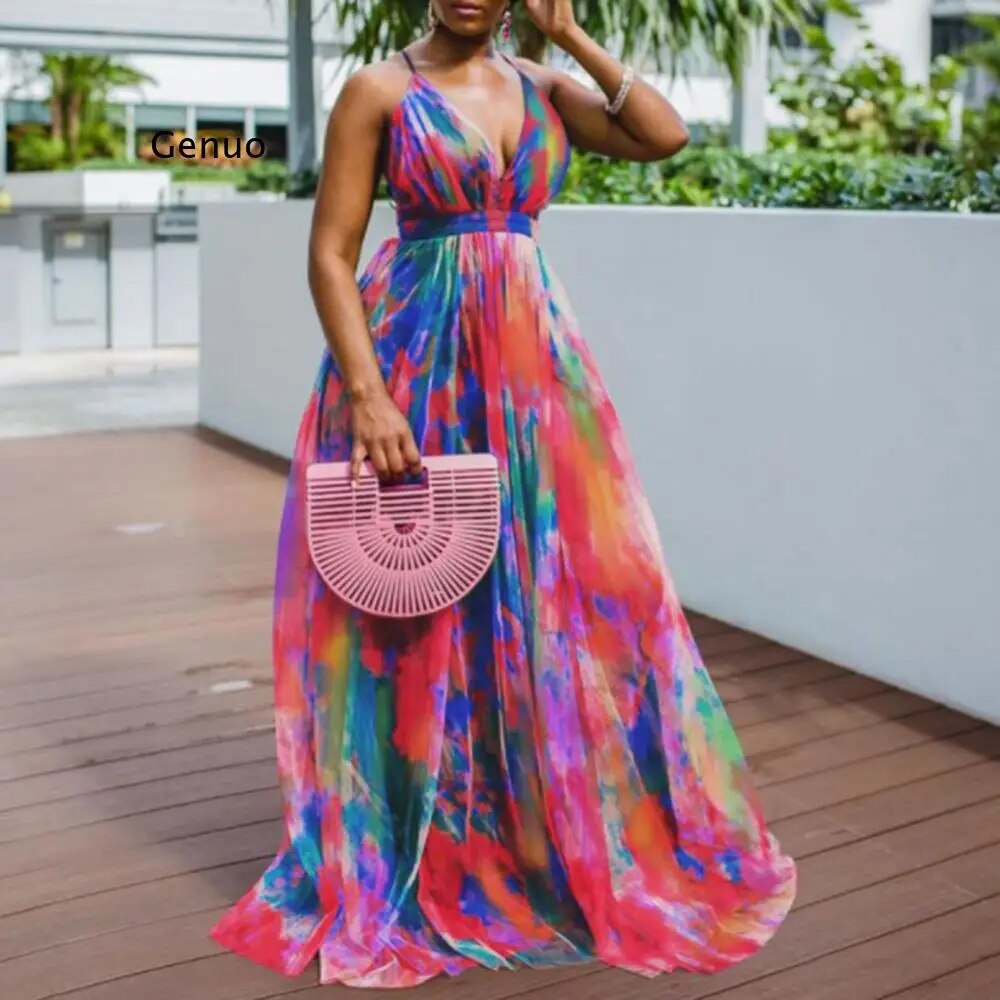 colorful beach dress Boho Striped Tie Back Mini Dress