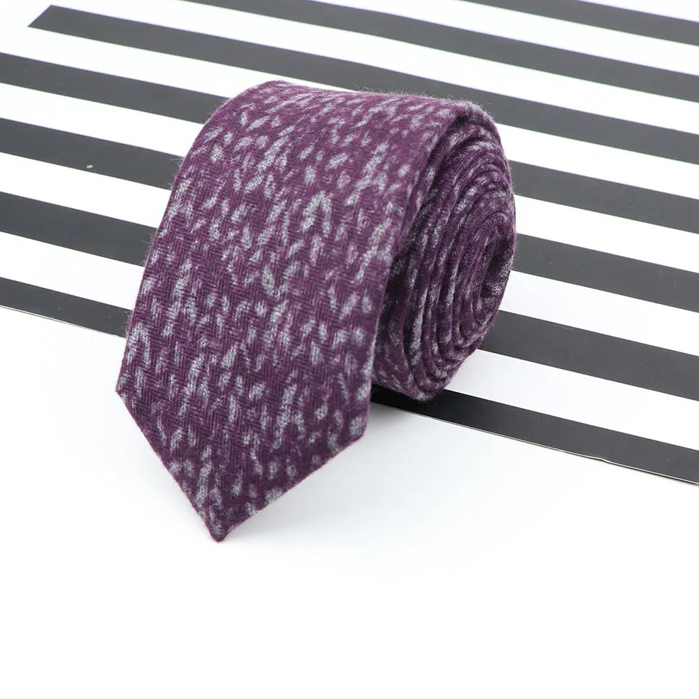 Men's  Business Diamond Check Tie Artificial Wool Cotton Dark Color Tie Striped Black Grey Necktie For Daily Accessory Paty Gift