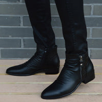 Fashion Ankle Boots Men High Top Zip Suit Shoes Black Dress Boots Autumn Shoes Men Leather Boots Zapatos man hombre