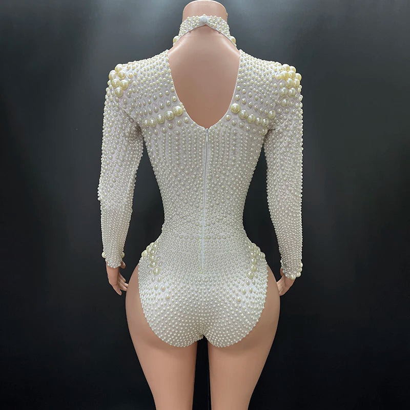 Novance Y1624-B Manufacturers for Customs Clothes Women's Bodysuits 2024 Sexy Club Long Sleeves Women Party Outfits With Pearls