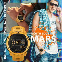 NORTH EDGE Mars Men Digital Watch Men&#39;s Military Sport Watches Waterproof 50M Pedometer Calories Stopwatch Hourly Alarm Clock