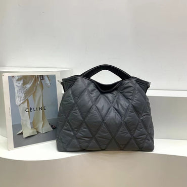MABULA Women Quilted Winter Down Padded Nylon Shoulder Bag Female Large Capacity Tote Handbags Fashion 2021 New Satchels