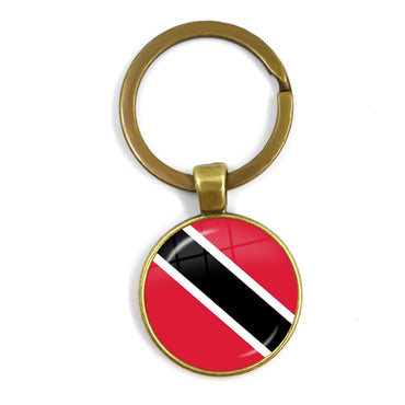 Trinidad,Sierra leone,Jamaica,Guyana,Ghana,UK,Libya,Estonia,India 25mm Glass Cabochon National Flag Keychain Key Ring Gift