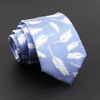 Novelty Men's Tie Floral Feather Elk Geometric Patten Red Blue Neckties Leisure Business Daily Wear Cravat Wedding Party Gift