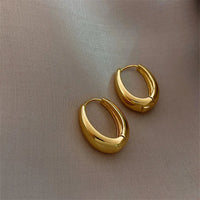 2021 New Classic Copper Alloy Smooth Metal Hoop Earrings For Woman Fashion Korean Jewelry Temperament Girl's Daily Wear earrings