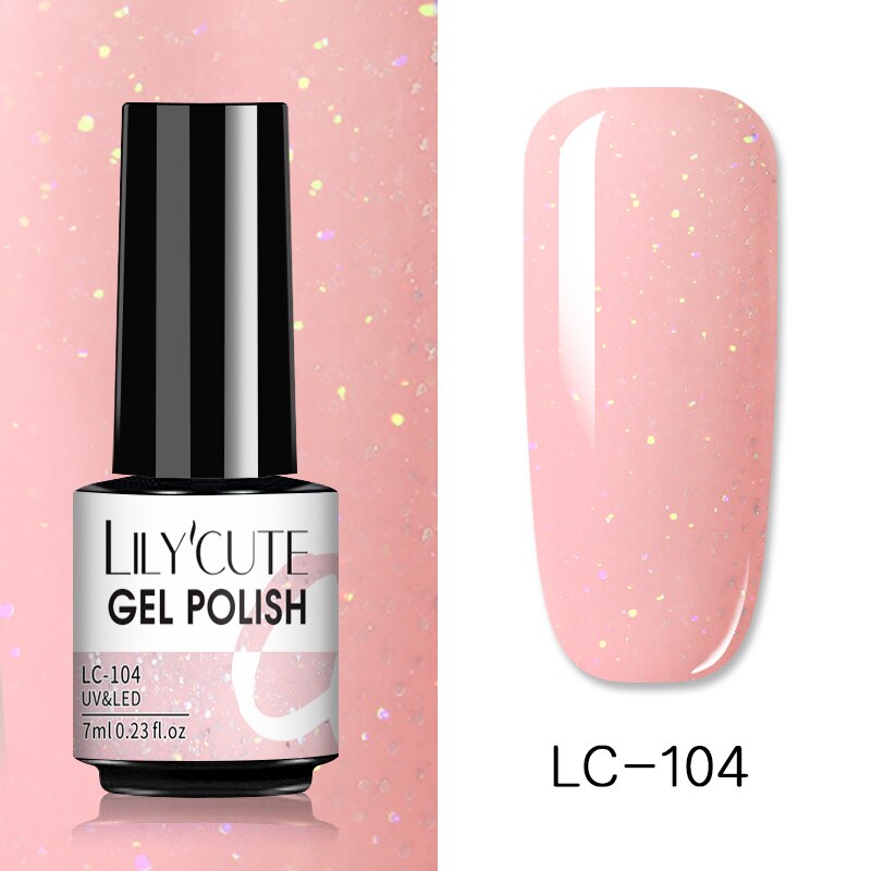 LILYCUTE 7ml Glitter Sequins Nail Gel Polish Gel Rose Gold Semi Permanent Hybrid Nail Art DIY Design Varnish