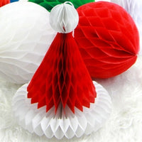 8inch/12inch Honeycomb Ball Christmas Hat Christmas Tree Decoration Lantern Paper Flower Pendant Scene Layout Xmas Ornaments