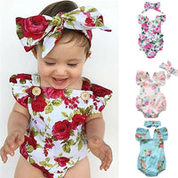 2020 Brand New Newborn Toddler Kids Baby Girls Romper Ruffles Floral Sleeveless Backless Jumpsuits Outfit 4 Style