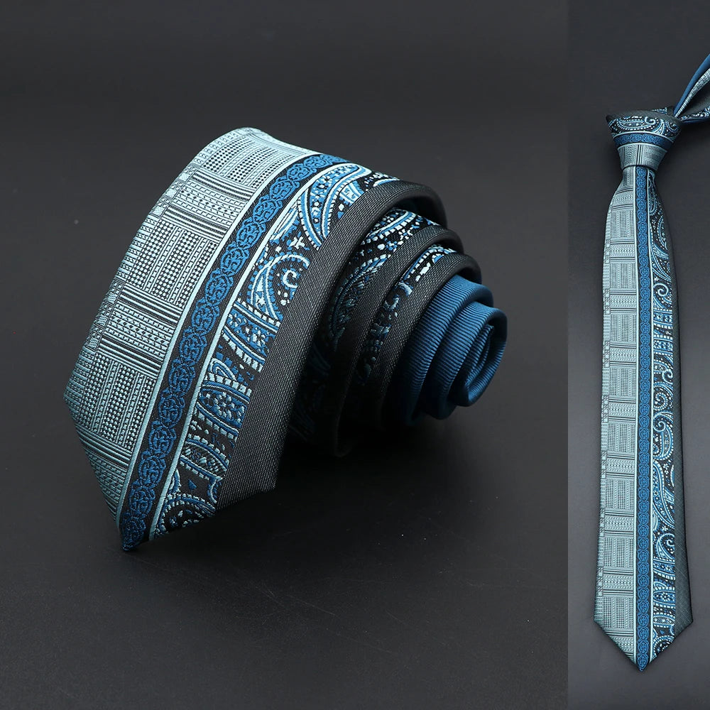 Skinny 6cm Ties For Men Wedding Dress Necktie Floral Paisley Patchwork Black Blue Tie Business Slim Shirt Accessory Gift Cravate