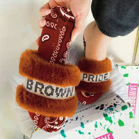 2023 new Women's Warm Slipper Crystal Soft Ladies Shoes Woman Female Shoe Rhinestone Decor Fluffy Slippers