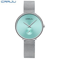 CRRJU Fashion Women Watch Luxury Casual Simple Ladies Daily Dress Mesh Wristwatch Minimalist Waterproof Quartz Female Clock