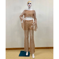 2021 Autumn Women Sexy Glitter Sparkly Backless Jumpsuits Evening Clubwear Long Overalls Club Party Night One Piece Jumpsuit