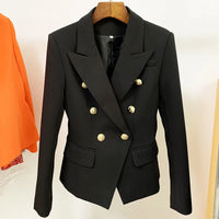 TOP QUALITY New Fashion 2024 Designer Jacket Women's Classic Double Breasted Metal Lion Buttons Blazer Outer Size S-5XL