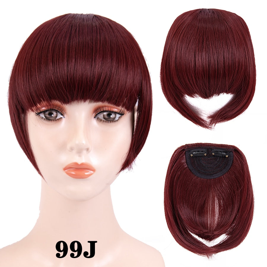 Leeons Short Synthetic Bangs Heat Resistant Hairpieces Hair Women Natural Short Fake Hair Bangs Hair Clips For Extensions Black