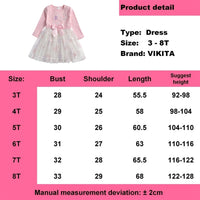 VIKITA Girls Princess Dress Kids Star Pattern Embroidery Dress Toddlers Birthday Party Mesh Vestidos Kids Autumn Dress for Girl