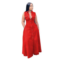 Plus Size Dresses Women Summer Clothing 2021 Wholesale Items Solid Casual Sleeveless Stretch V Neck Maxi Dresses Dropshipping