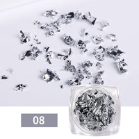 1 Box Silver Irregular Aluminum Foil Colorful Paper Nail Art Sticker 3D Glitter DIY Manicure UV Gel Polish Nail Decoration Tools