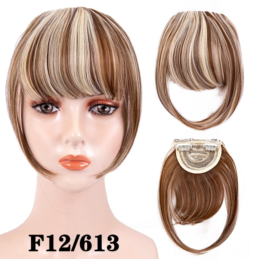 Leeons Short Synthetic Bangs Heat Resistant Hairpieces Hair Women Natural Short Fake Hair Bangs Hair Clips For Extensions Black