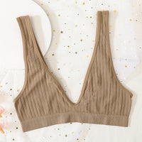 Deep V-neck Seamless Bra Push Up Bras For Women Bralette Sexy Lingerie Female Low Back Sleep Underwear Unlined Crop Top