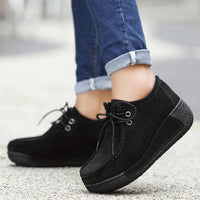 Women Platform Shoes Casual Shoes Women Pu Leather Wedges Flats Rubber Boots for Women