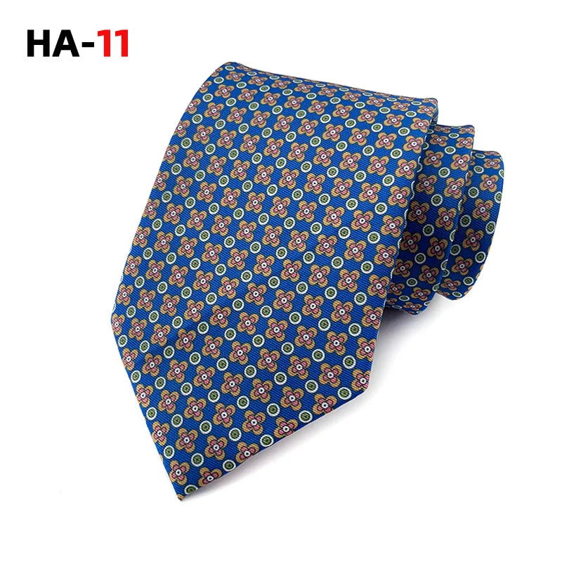 Men Tie 8cm Silk Tie For Man Luxury Vintage Design Print Necktie Cravat For Shirt Suit Wedding Party Stripe Cravats Silk Feeling