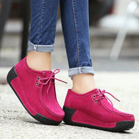 Women Platform Shoes Casual Shoes Women Pu Leather Wedges Flats Rubber Boots for Women