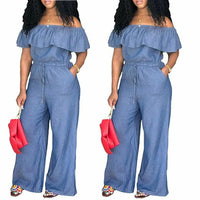 Fashion Women Ladies Baggy Denim Jeans Bib Full Length Pinafore Dungaree Overall Solid Loose Causal Jumpsuit Pants Summer Hot