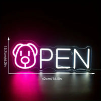 LED Neon Puppy-Themed Sign USB Powered Wall-Mounted Decorative Light for Home Man Cave New Year Mother's Day Celebration Plastic