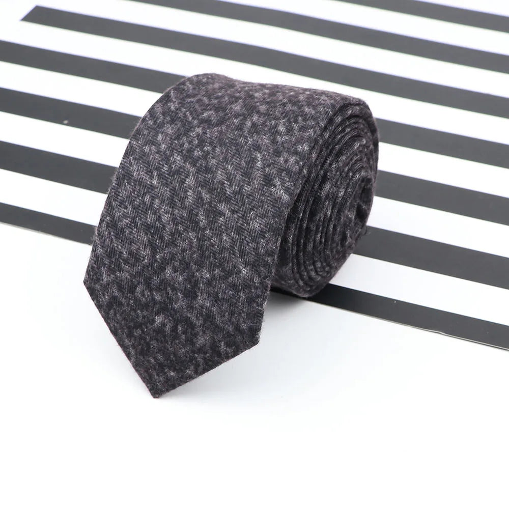 Men's  Business Diamond Check Tie Artificial Wool Cotton Dark Color Tie Striped Black Grey Necktie For Daily Accessory Paty Gift