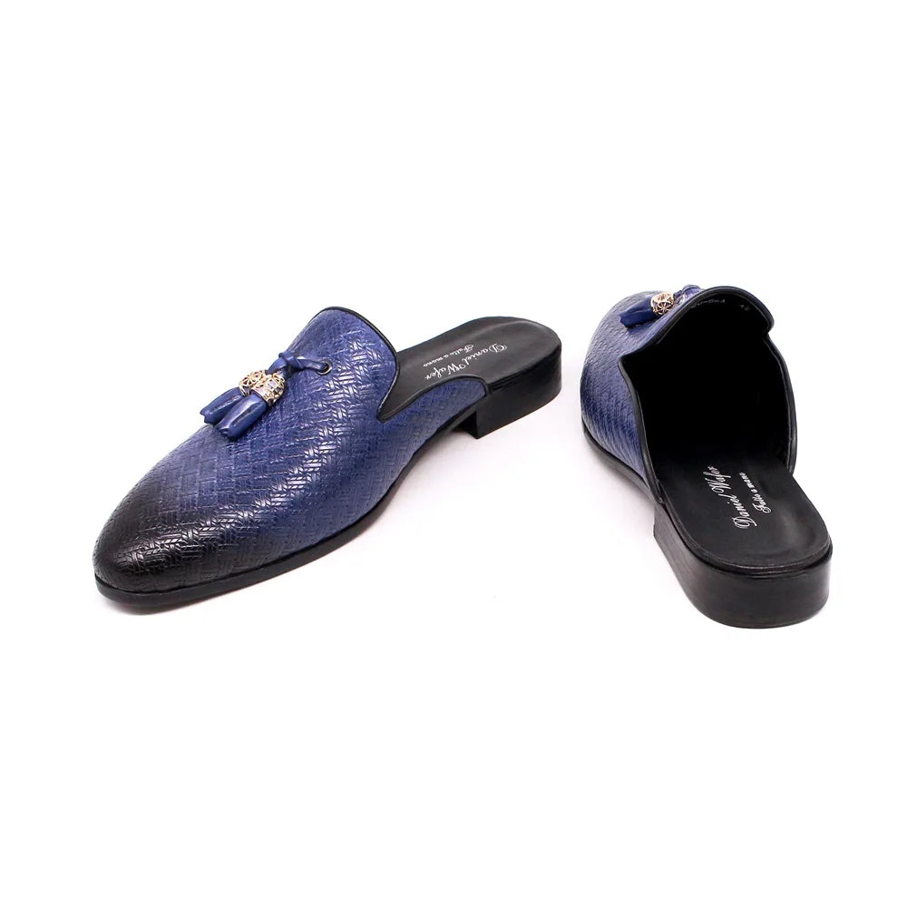 Fashion Outdoor  Half Loafers Genuine Leather Mules Tassel Men Casual Shoes