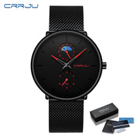 CRRJU Mens Watches Ultra-Thin Minimalist Waterproof - Fashion Wrist Watch for Men Unisex Dress with Stainless Steel Mesh Band