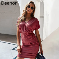 Deenor Sexy Slim Bodycon Mini Party Dress Summer Casual Short Sleeve Dresses Office Lady Knitted Vestidos for Women Clothing