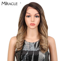 Miracle 20&quot; High Temperature Fiber Hair Omber Gold Wavy Hair Long Loose Wavy Wigs Blonde Synthetic Lace Wig For Black Women