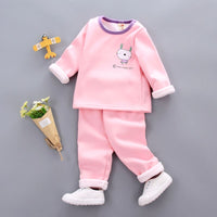 Kids Pajama Sets 1- 3Y Baby Girl Cotton Pajamas Winter Warm Underwear Thermal Clothes Thicken Children Clothing Girls Clothes