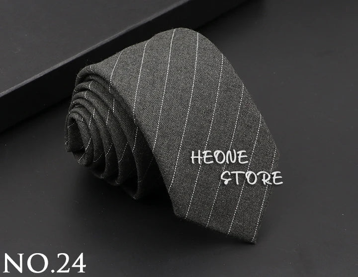 Mens Classic Cotton Ties High Quality Handmade Skinny 6CM Neck Tie Plaid Solid Color Striped Narrow Business Shirt Accessories