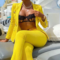 2021 Autumn Winter Streetwear Women's Set Long Sleeve Blazer Pants Suit Office Lady Tracksuit Two Piece Set Fitness Outfits