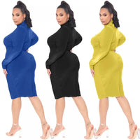 Dress Women Tube Top Plus Size Dress Women Fashion Mid Length Skirt Shirt Bodycon Dress Vintage Long Sleeve Side Female Vestidos