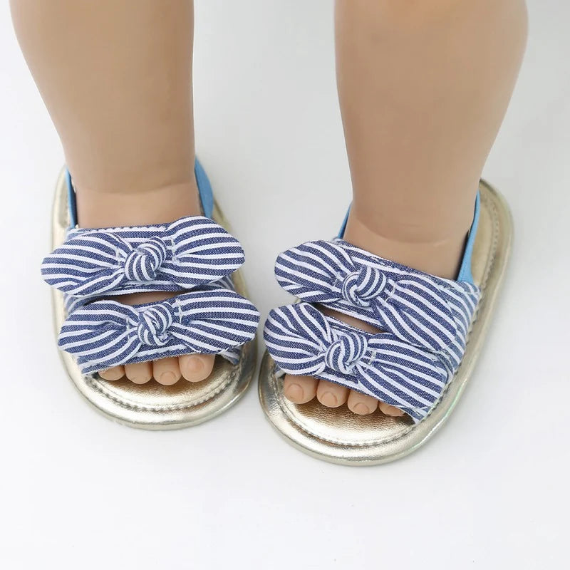 Summer Baby Girls Sandal Cute Bow Striped Breathable Anti-Slip Shoes Sandals Toddler Soft Soled Shoes 0-18 Months13