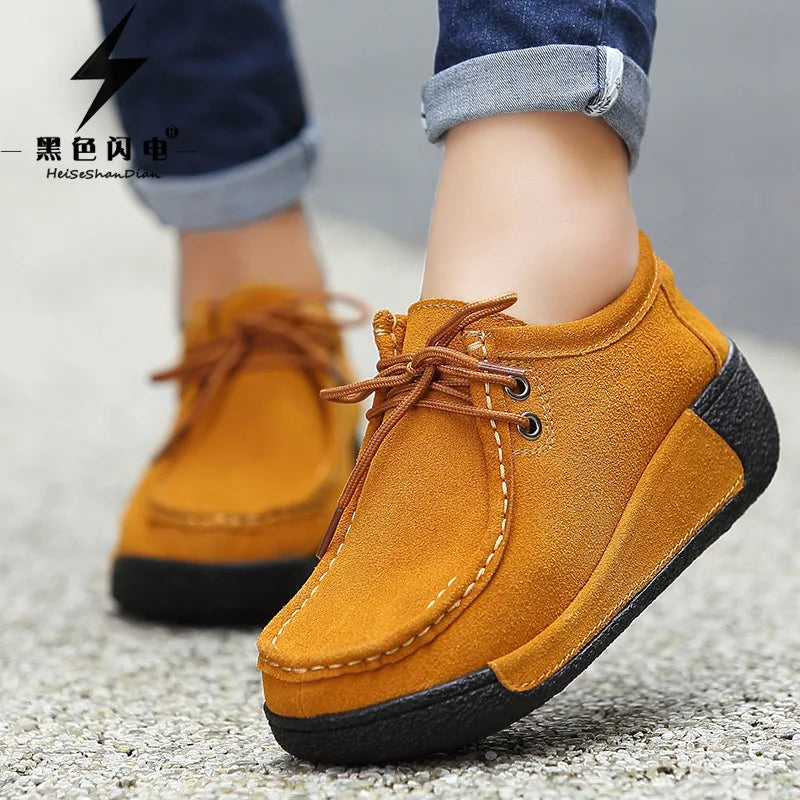 Women Platform Shoes Casual Shoes Women Pu Leather Wedges Flats Rubber Boots for Women