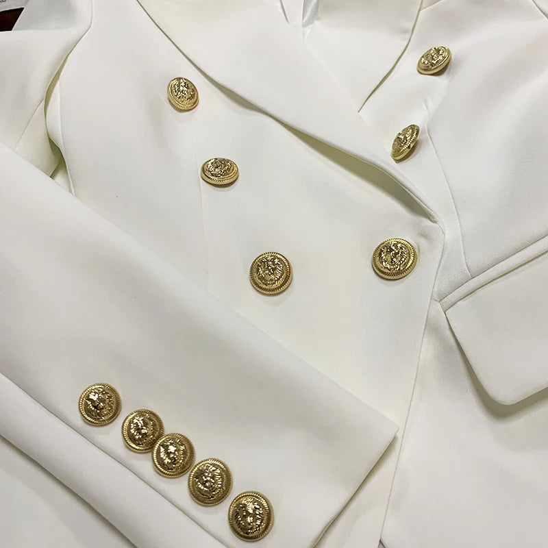 TOP QUALITY New Fashion 2024 Designer Jacket Women's Classic Double Breasted Metal Lion Buttons Blazer Outer Size S-5XL