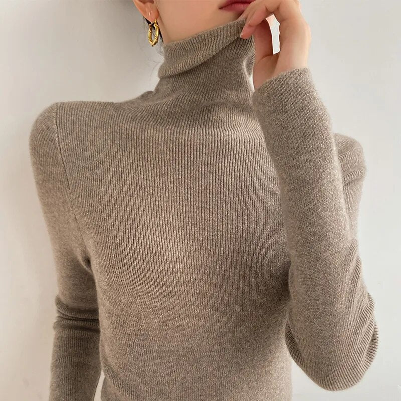 2021 Autumn Winter Women Sweater Turtleneck Cashmere Sweater Women Knitted Pullover Fashion Keep Warm New Long Sleeve Tops