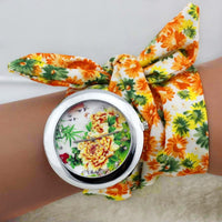 Shsby New Design Ladies Flower Cloth Wrist Watch Fashion Women Dress Watch High Quality Fabric Clock Sweet Girls Watch