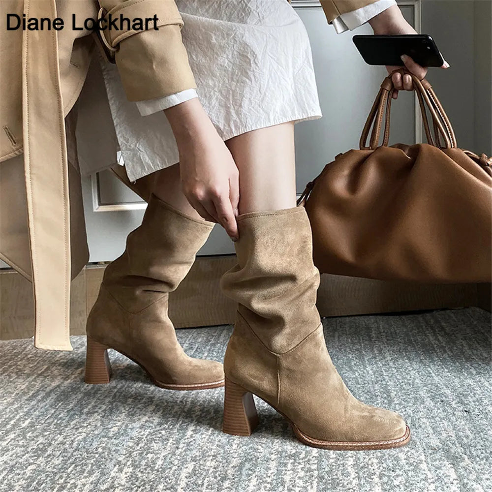 2023 High Quality Winter Women Boots Fashion Martins Boots Ladies Mid Calf Snow Booties Outdoor Casual Boats Mujer Shoes 33-43