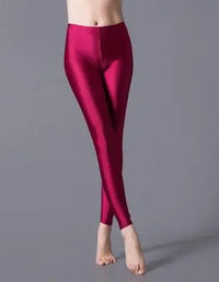 Women Shiny Pant Leggings Hot Selling Leggings Solid Color Fluorescent Spandex Elasticity Casual Trousers Shinny Legging