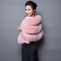 Women Faux Fox Fur Mink Cloak Luxury Winter Vests Wedding Dress Shawl Furry Cape Vest Female Waistcoat Short Sleeveles Fur Coat