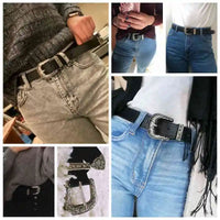 Vintage Western Carved Pin Buckle Women Belt Punk Black Brown PU Leather Width Belt Female Jeans Straps Ladies Dresses Waistband