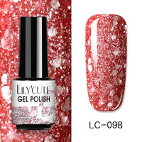 LILYCUTE 7ml Glitter Sequins Nail Gel Polish Gel Rose Gold Semi Permanent Hybrid Nail Art DIY Design Varnish